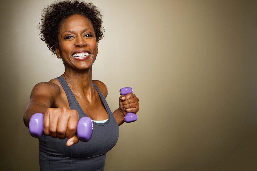 Lady happily exercising